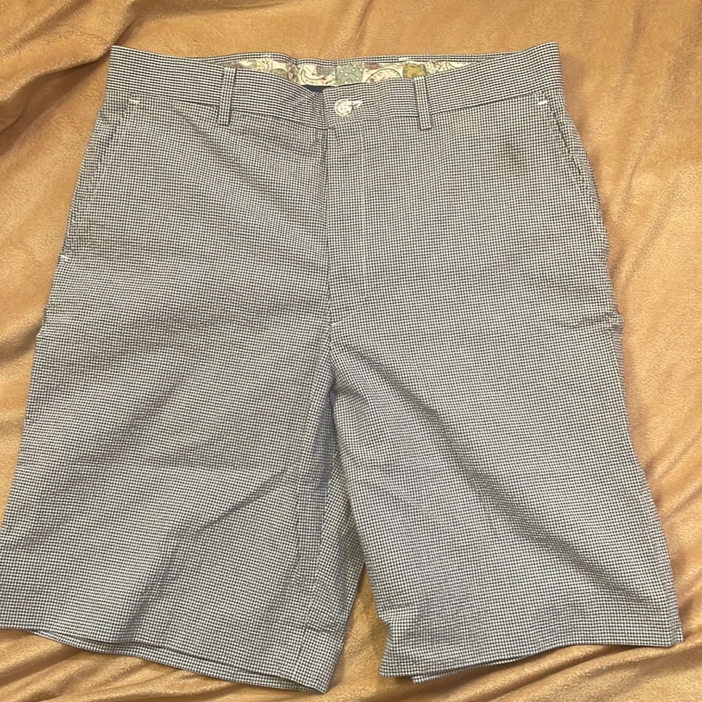 Mens Blue & White Checkered Berle Shorts Size 32